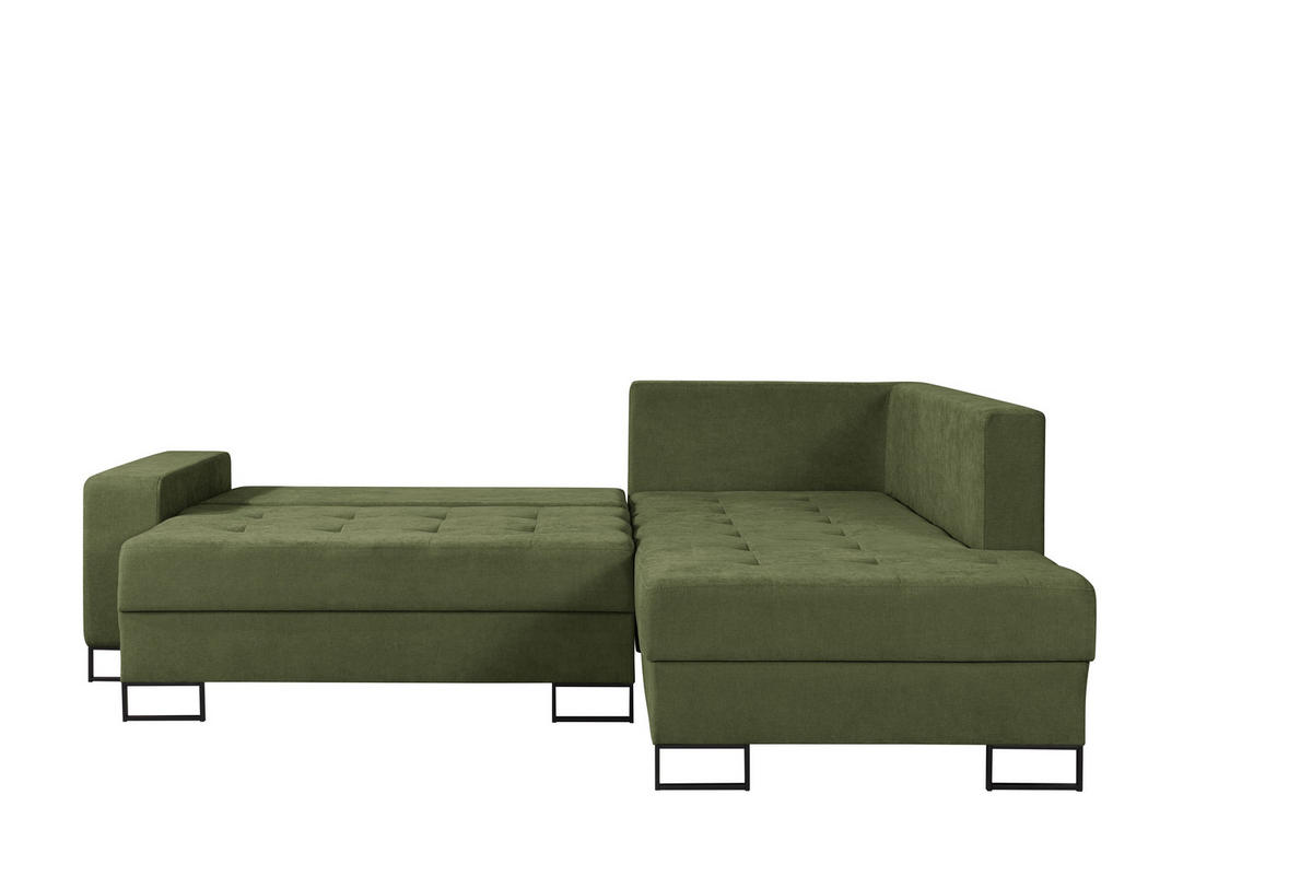 ECKSOFA mit Schlaffunktion Rechts Grün Chenille - 245x200 cm - Trevi - Schwarz/Grün, Holz/Holzwerkstoff (245/200cm) - Ravio