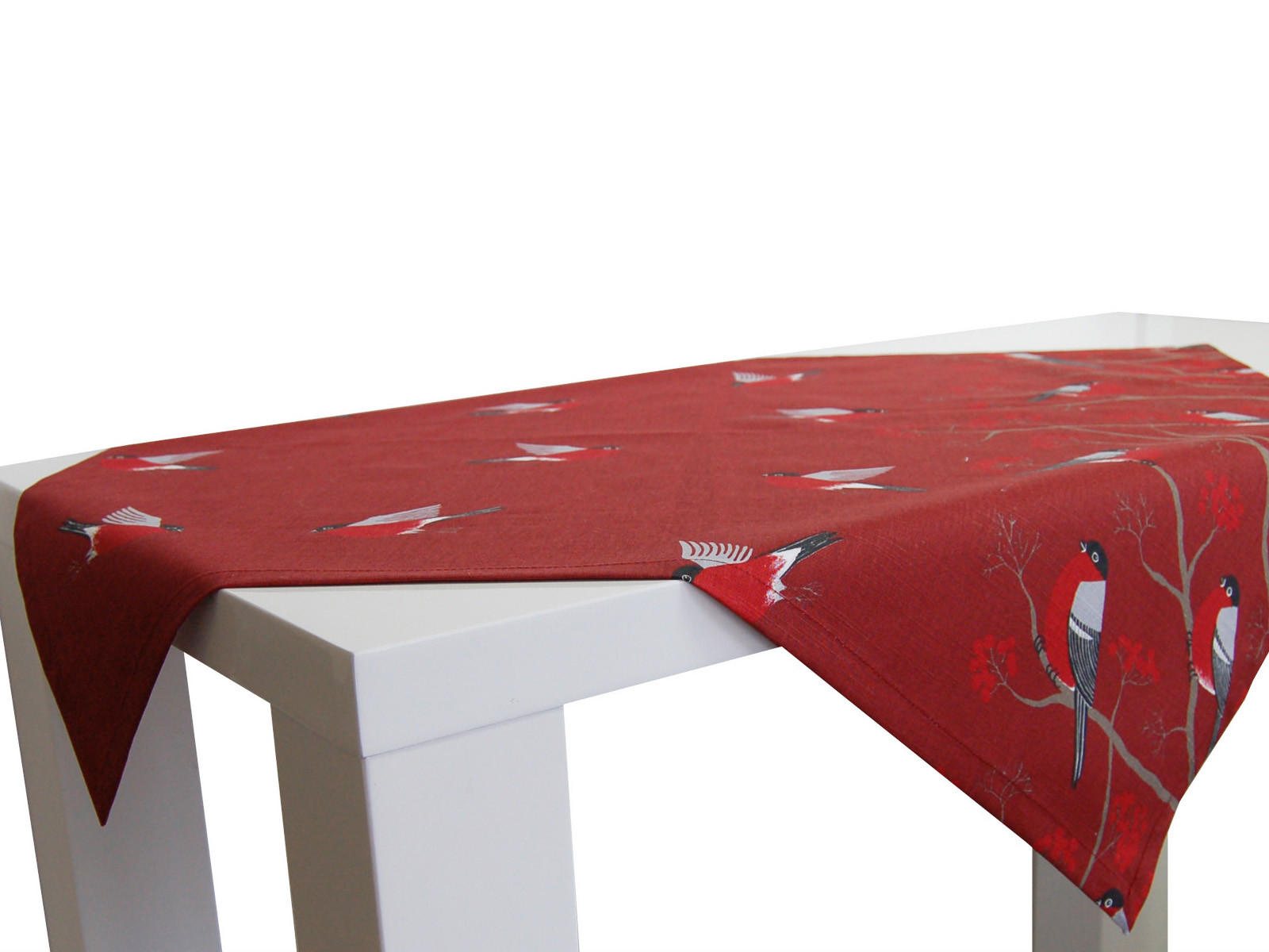 MITTELDECKE Beeren Vögel Baumwolle marsala 80/80 cm - Rot, Textil (80/80cm) - beties Heimtextil