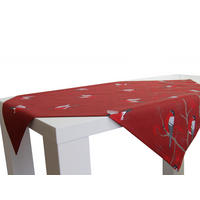 MITTELDECKE Beeren Vögel Baumwolle marsala 80/80 cm - Rot, Textil (80/80cm) - beties Heimtextil