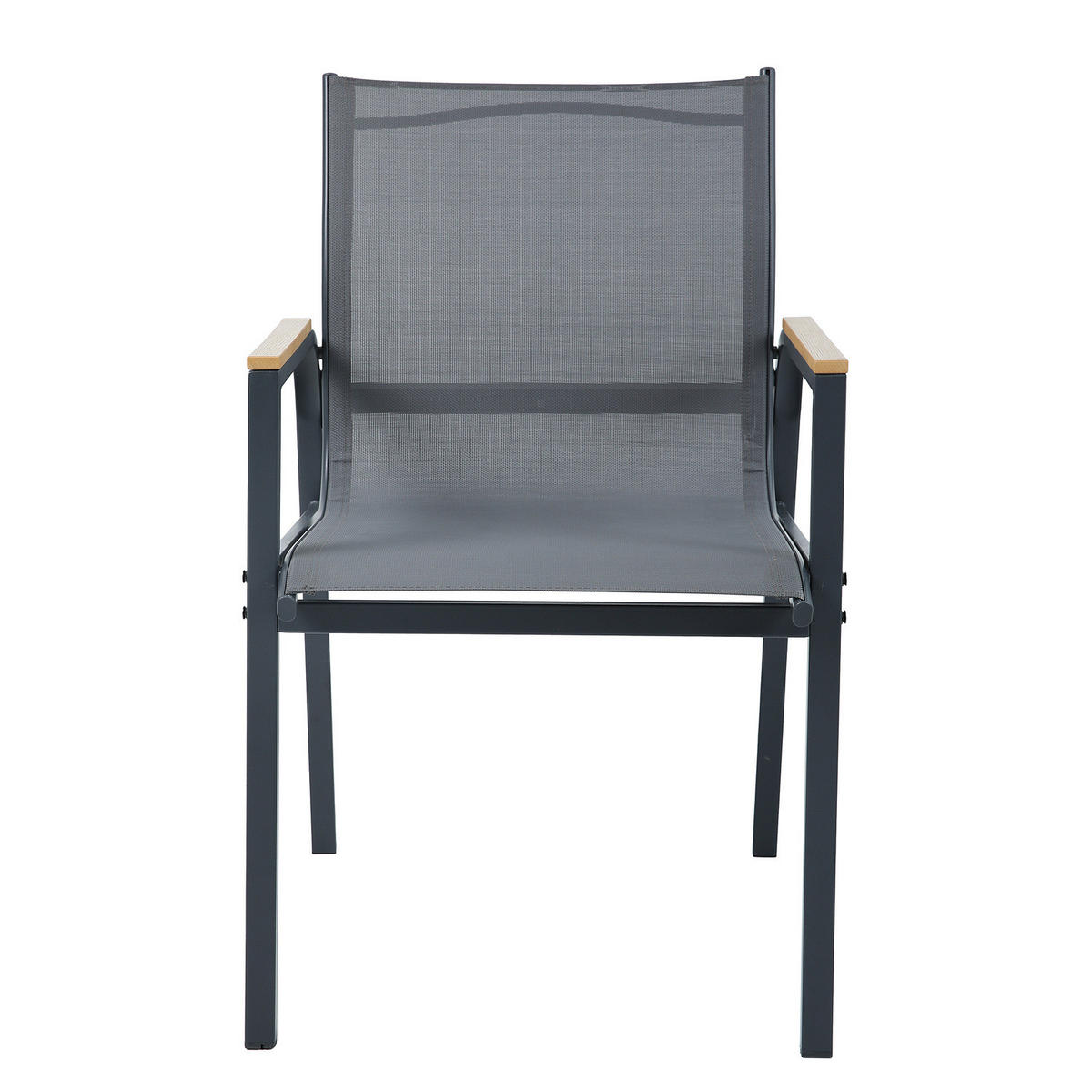 GARTENSTUHL - 2er-Set - Stahl / Olefin - Anthrazit, Textil/Metall (57/91/64cm) - home24