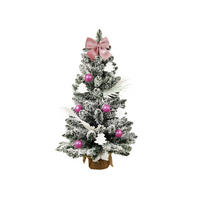 LAALU WEIHNACHTSBAUM geschmückt künstlich ROSA VERLÄNGERUNG 60 cm mit LED-BELEUCHTUNG IM TOPF - Weiß/Rosa, Kunststoff (60cm) - LAALU