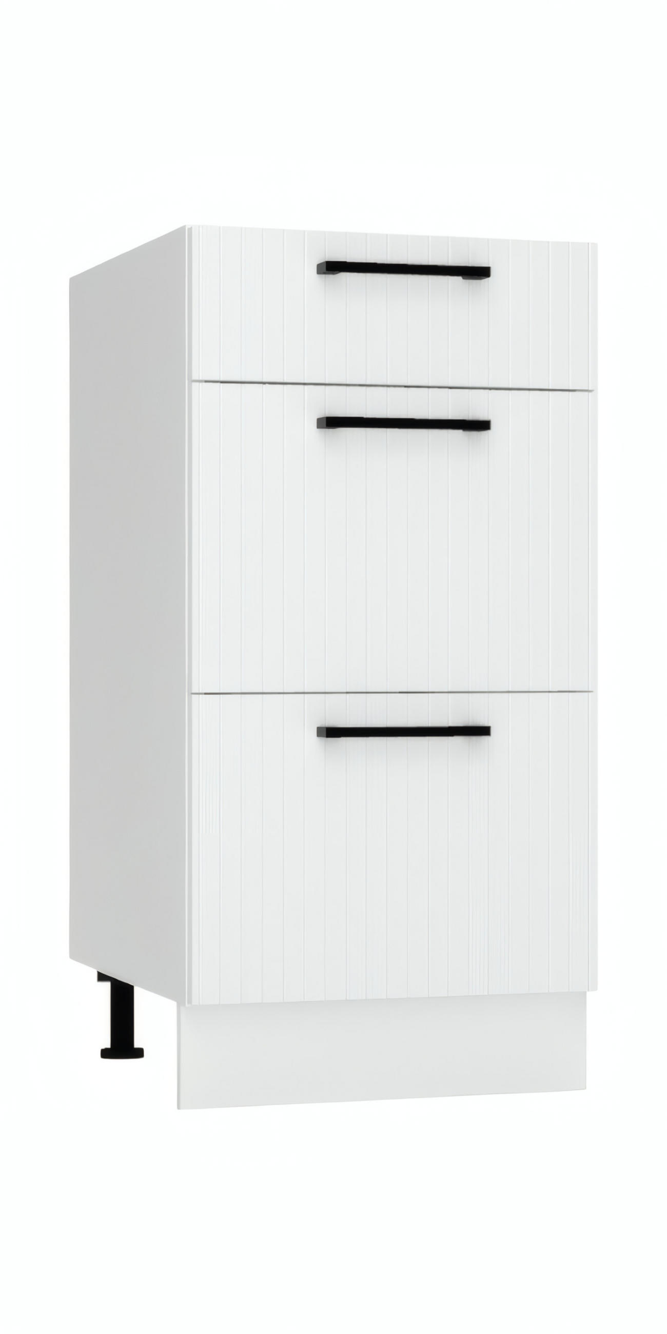 UNTERSCHRANK D40S3 - KENDRO - 3 Schubladen für effiziente Organisation - Weiß, Holz/Metall (40/82/52.4cm)