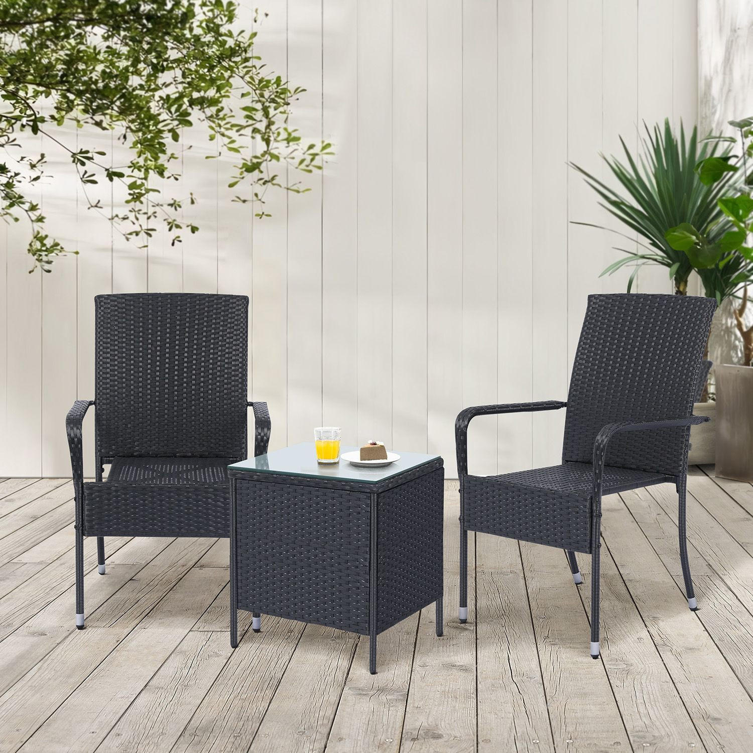 GARTENSTÜHLE Yoro 6er-Set - Schwarz, Kunststoff (50/90/50cm) - Juskys