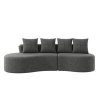 STOFFSOFA 240 cm mit 4 Kissen, Becherhalter & Seitentaschen für Wohnzimmer, Dunkelgrau - Grau, Textil (240/63/109cm)