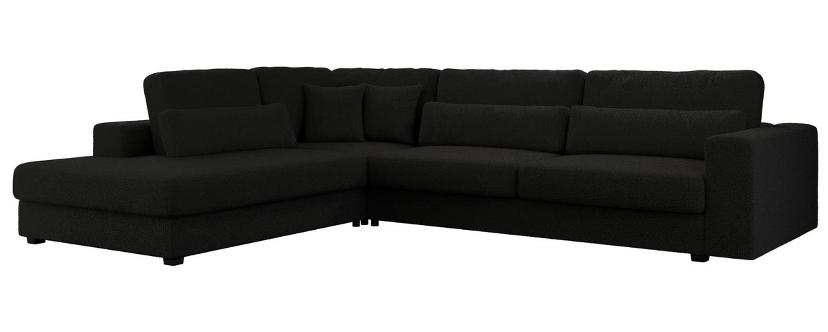 ECKSOFA Savona Schwarz Boucle - links - Schwarz, Kunststoff/Textil (316/249cm) - MKS