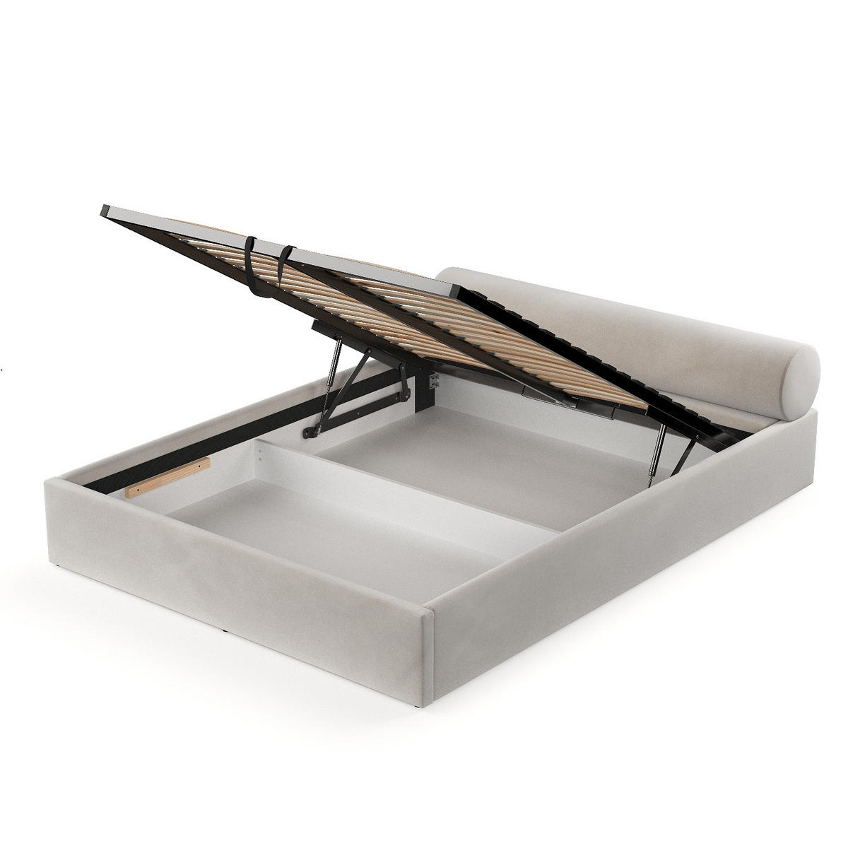 POLSTERBETT Solvo mit Stauraum 180/200 cm Hellbeige im Paros Stoff - Beige/Schwarz, Holz/Holzwerkstoff (180/200cm) - AltaBeds