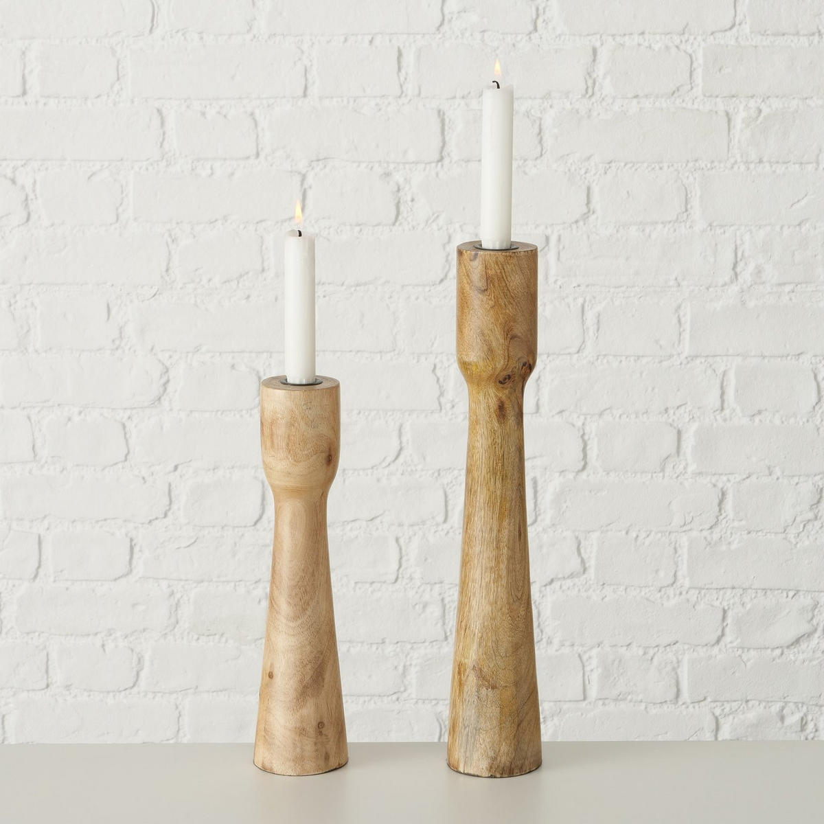 KERZENSTÄNDER Mangoholz Caldeas - Braun, Holz (8/40/8cm) - Boltze Home