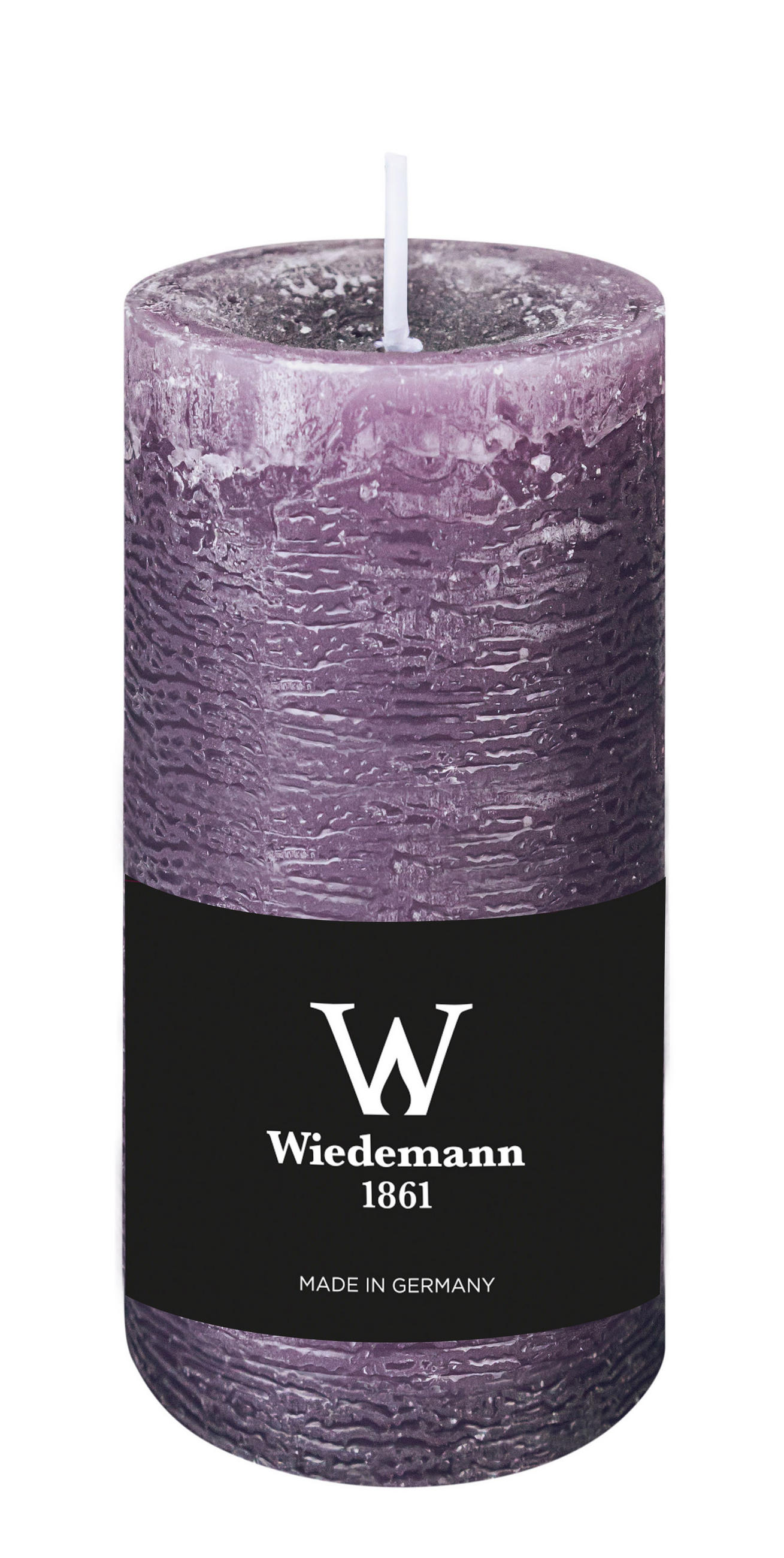 STUMPENKERZE Rustik Marble Style Mauve Lila 120 x Ø 58 mm, 1 Stück - Mauve, Paraffin (12cm) - Wiedemann Kerzen
