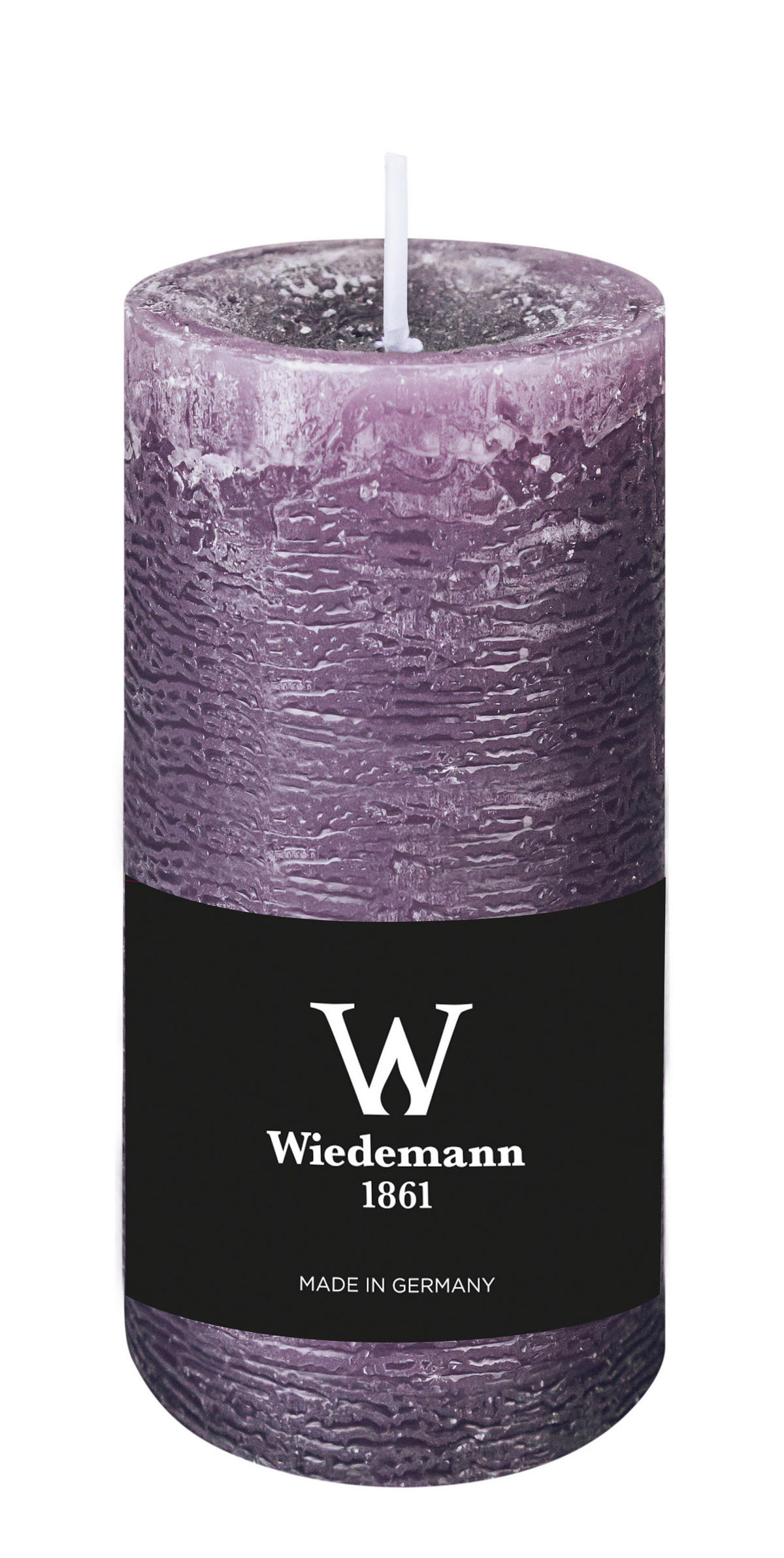 STUMPENKERZE Rustik Marble Style Mauve Lila 120 x Ø 58 mm, 1 Stück - Mauve, Paraffin (6/12cm) - Wiedemann Kerzen