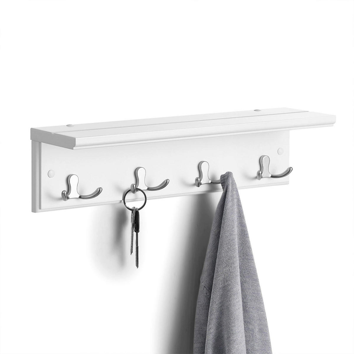 WANDGARDEROBE MIT DOPPELHAKEN - Weiß, Holzwerkstoff (10.5/11/40cm) - Hansiro