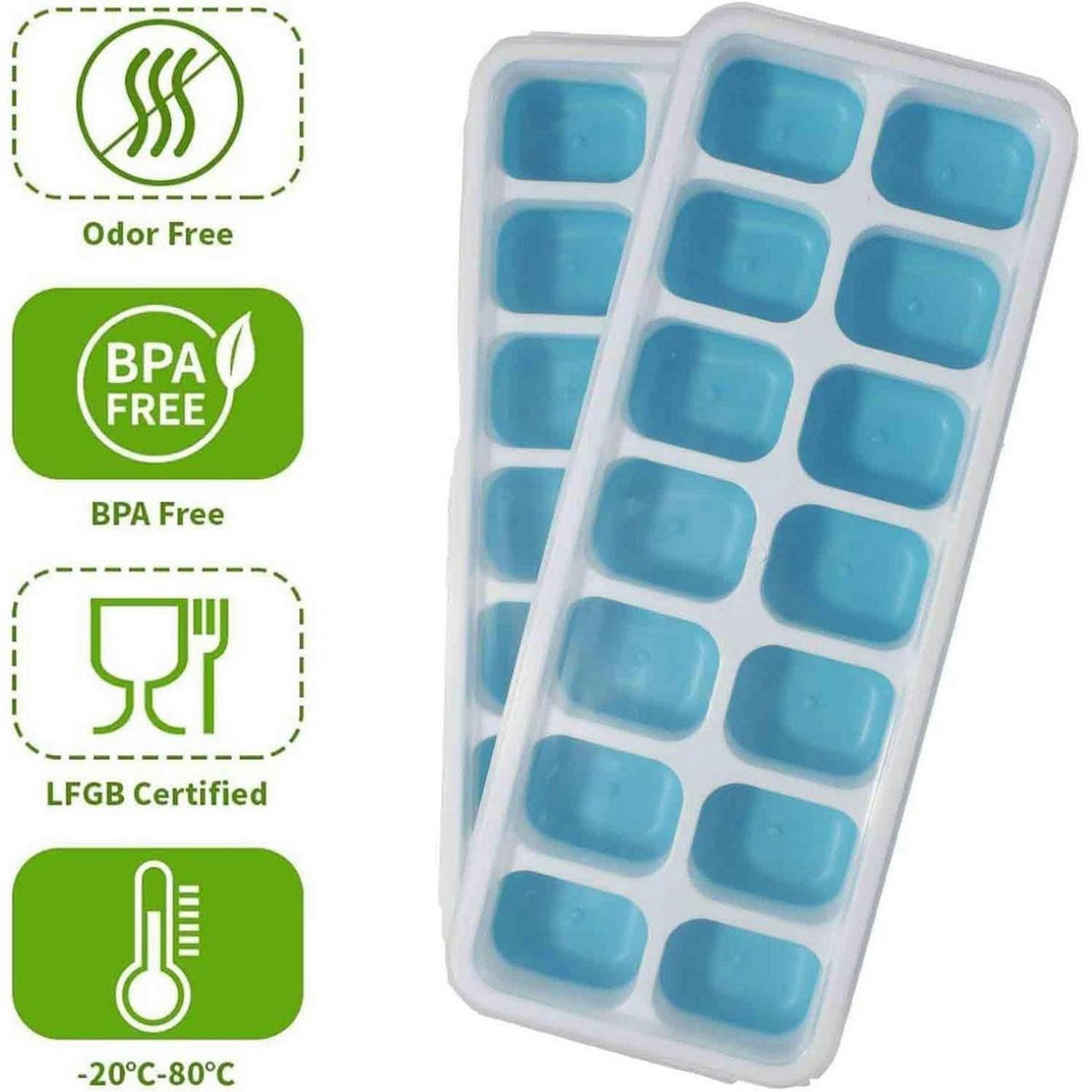 EISWÜRFELFORM 4er Set mit Deckel BPA Frei - Multicolor, Kunststoff (9.1/2.5/23.3cm)