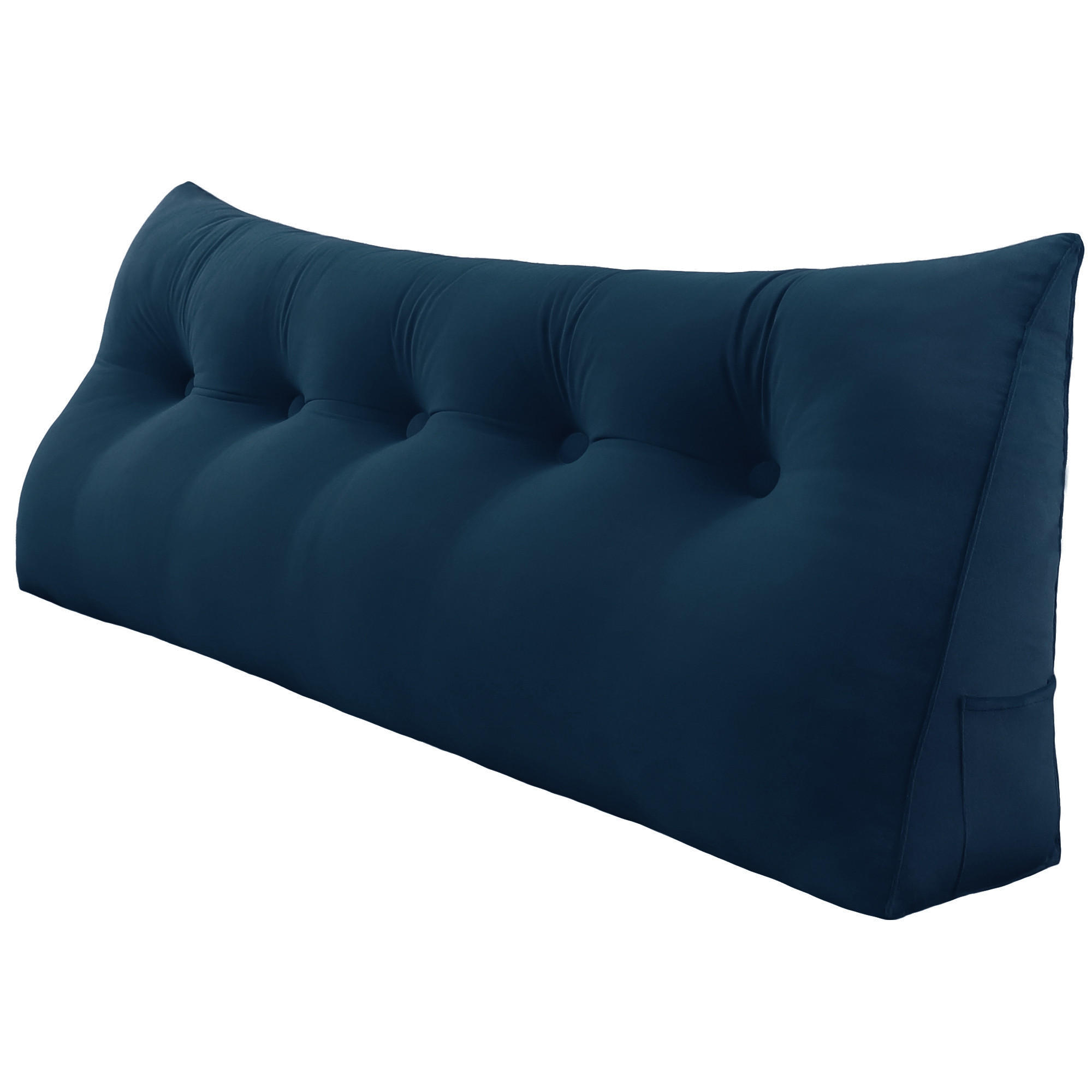 RÜCKENKISSEN für Bett Samt Blau 160 cm - Blau, Textil (50/160cm) - Vercart