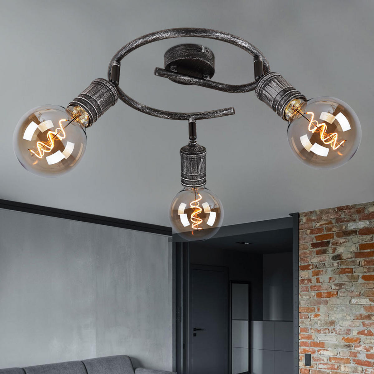 DECKENLEUCHTE Metall Silber mit beweglichen Spots - Silberfarben, Metall (25/25/11cm) - Globo Lighting