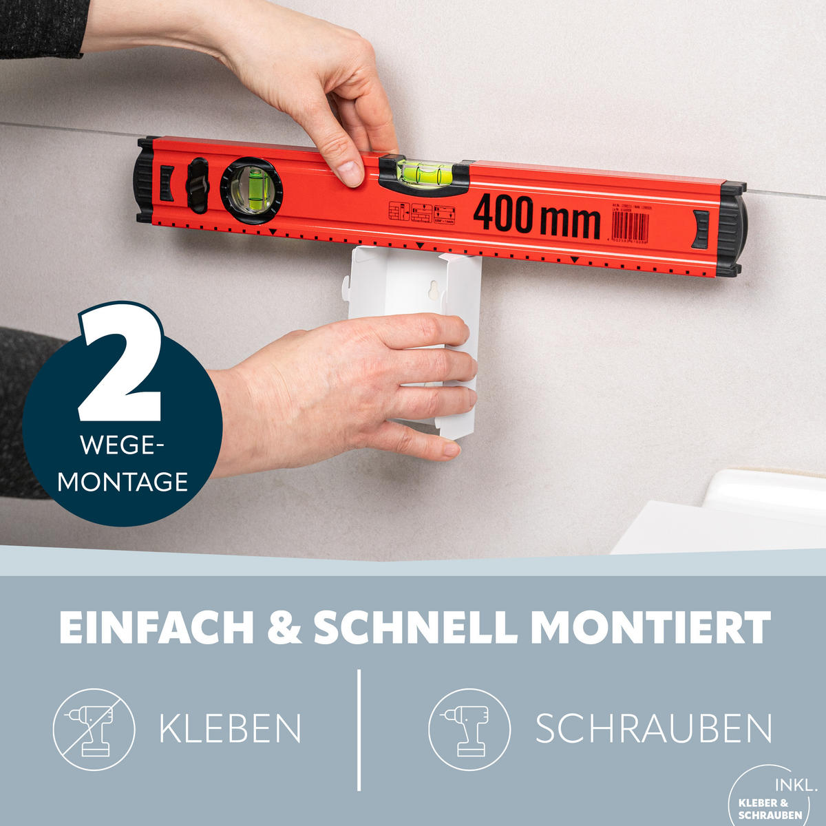 WC-GARNITUR inkl. Wandhalterung, Edelstahl weiß - Weiß, Metall (10/39/13.5cm) - bremermann