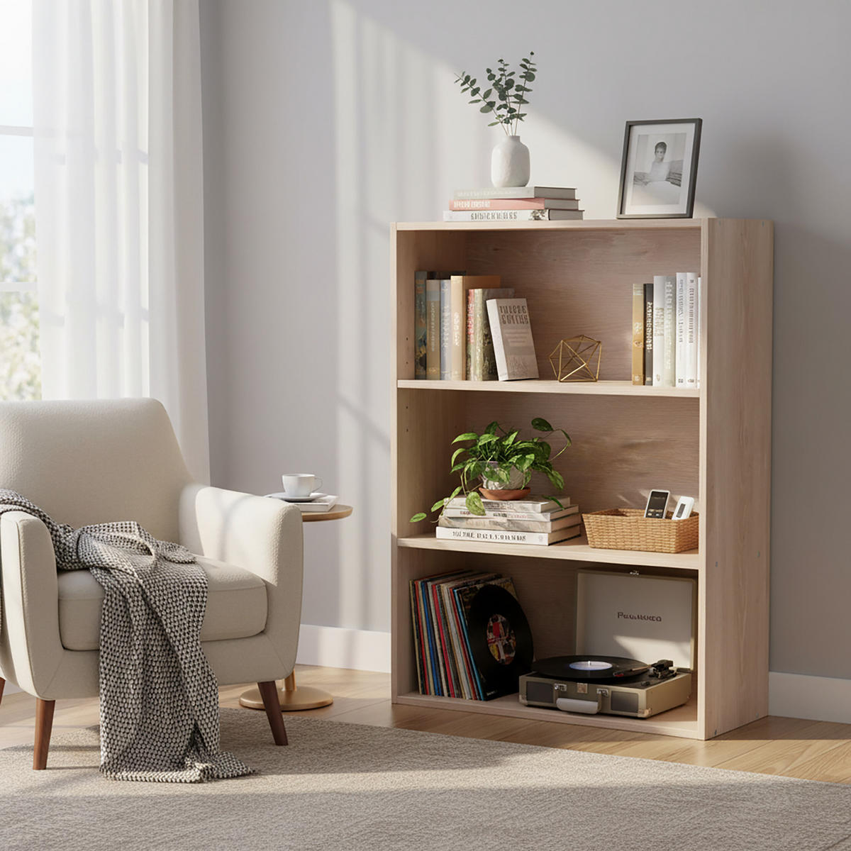 BÜCHERREGAL - Hellbraun, Holzwerkstoff (60/82/24cm) - Relaxdays