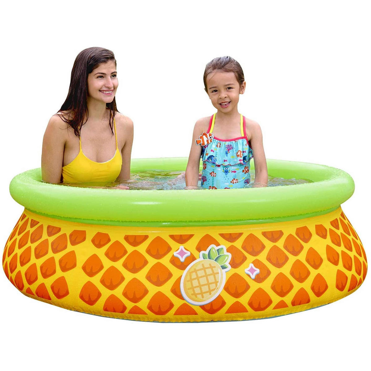 PLANSCHBECKEN Aufstellpool Pool rund 150 x 41 cm orange-grün 3D Ananas - Orange, Kunststoff (150/150/41cm) - Avenli