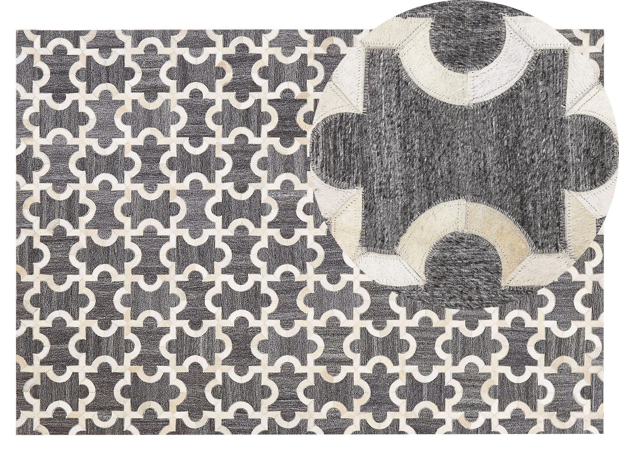 PATCHWORK-TEPPICH Yedisu 200/140 cm - Grau, Fell (140/200cm) - Beliani