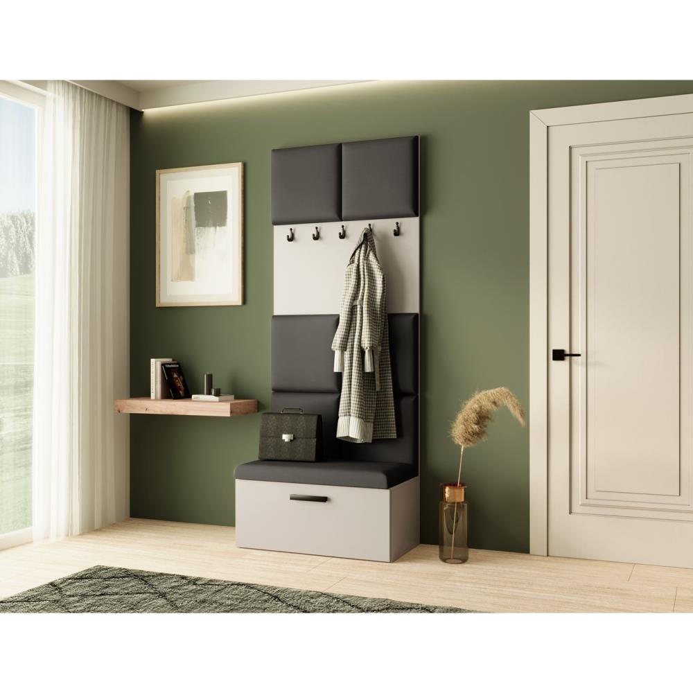 GARDEROBE Margaret I 81/203/43 gepolsterten Paneelen - Kaschmir/Schwarz, Holzwerkstoff/Kunststoff (81/203/43cm) - Beautysofa