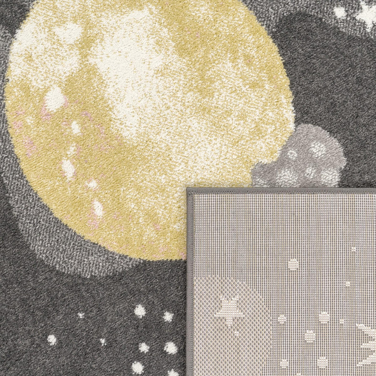 KINDERTEPPICH Weltraum Kinderzimmer schmutzabweisend Anthrazit Rechteckig 160x220 - Anthrazit, Textil (160/220cm) - KADIMA DESIGN