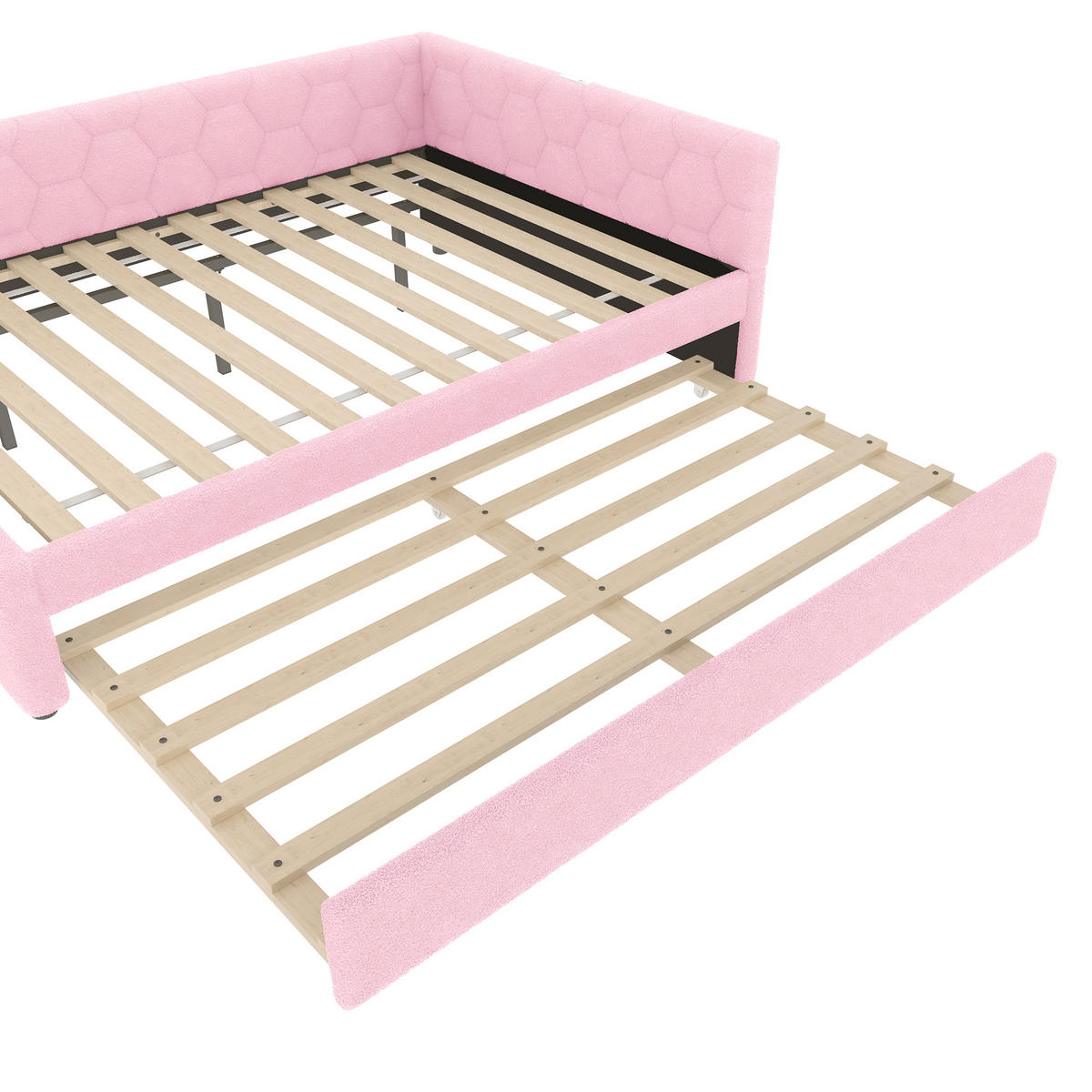 TAGESBETT 140/200 cm DE-04669, mit Ausziehbett und Nachttischlampe in Rosa - Pink, Holzwerkstoff (140/200cm) - ComfortXL