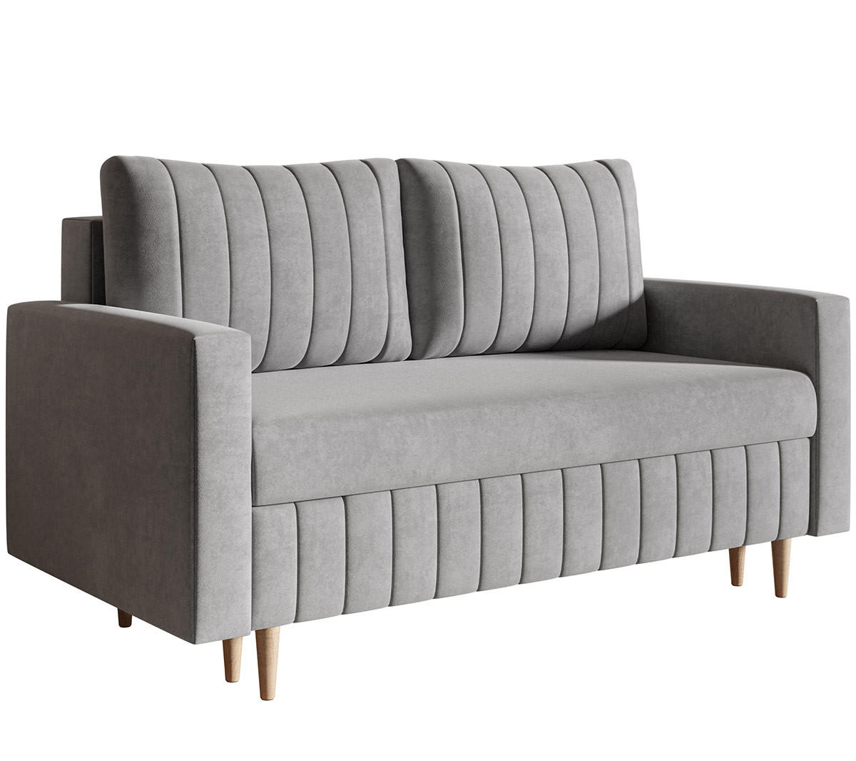 SCHLAFSOFA 160 cm Scandi, 2-seater, Bettkasten, Beine, Hellgrau - Hellgrau, Holz (160/94/90cm) - Emporius