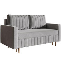 SCHLAFSOFA 160 cm Scandi, 2-seater, Bettkasten, Beine, Hellgrau - Hellgrau, Holz (160/94/90cm) - Emporius