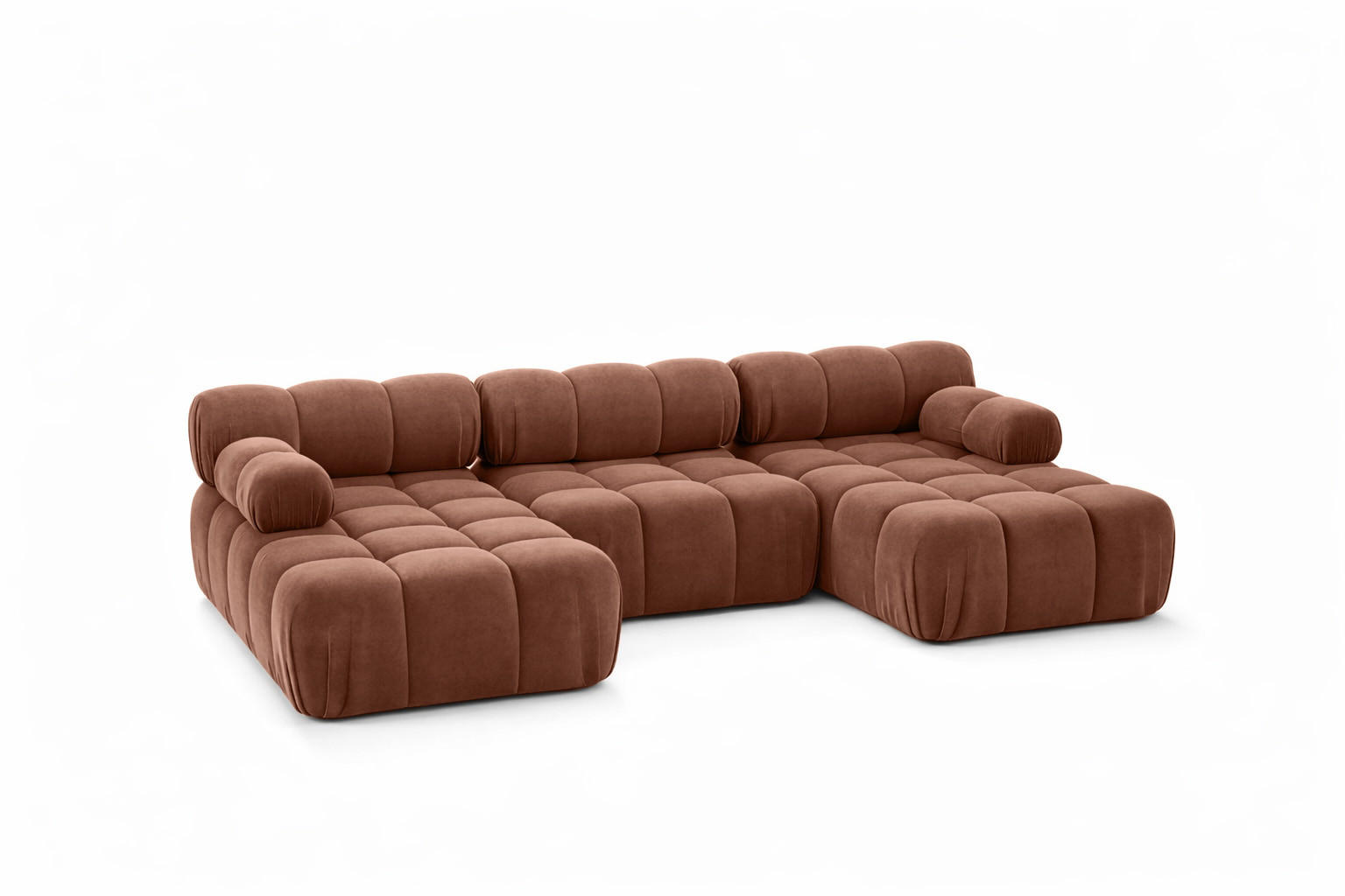 ECKSOFA U-Form, Stoff Velours Salvador, Dunkelbraun, Selia U - Dunkelbraun, Holz (285/70/160cm) - Kaiser Möbel