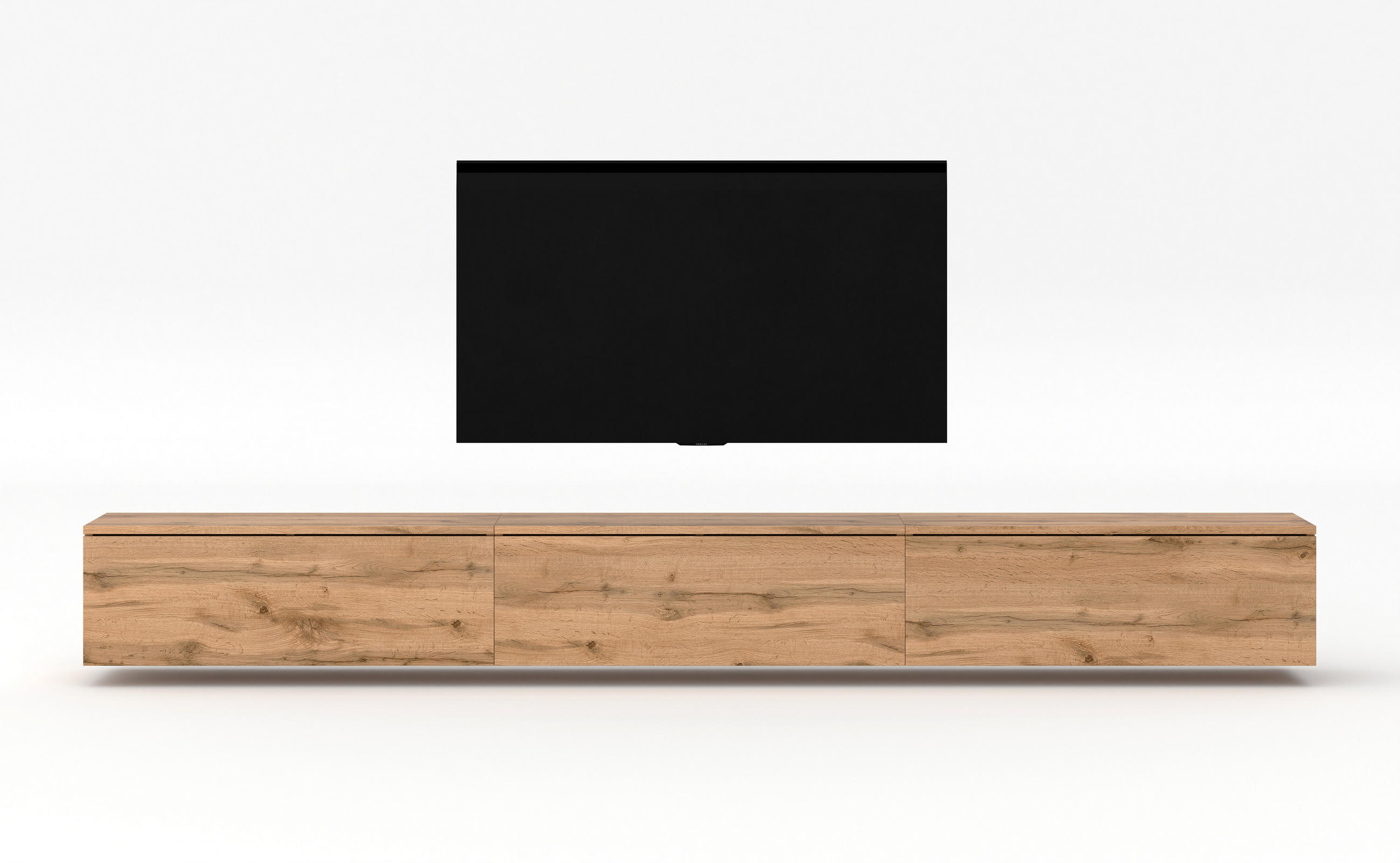 LOWBOARD Loriano 3x100 Eiche Wotan 300/34/32 cm – Hängendes TV Board - Braun, Holzwerkstoff/Kunststoff (300/34/32cm) - AX Living
