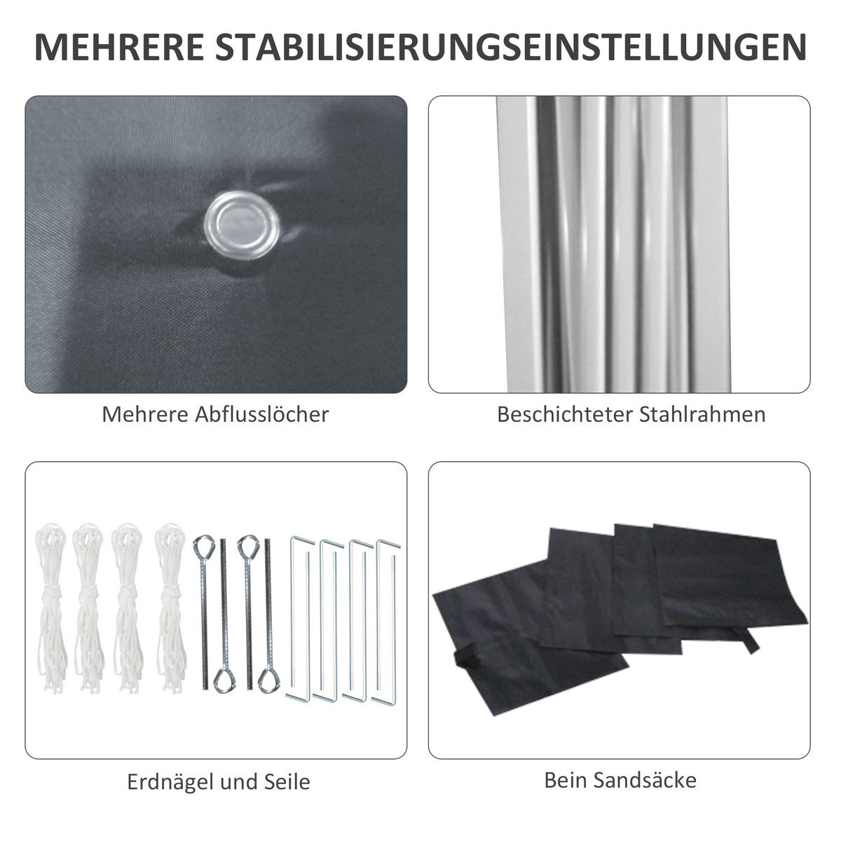 FALTPAVILLON, Stahl, Oxfordstoff, Dunkelgrau - Dunkelgrau, Metall (297/274/297cm) - Outsunny