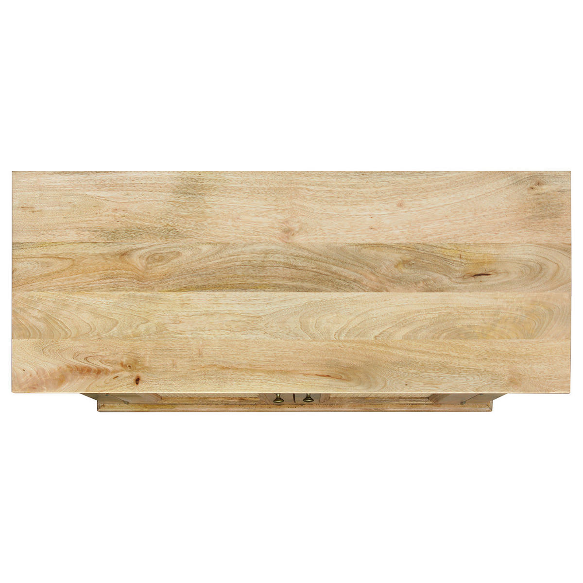 MASSIVES HIGHBOARD mit 2 Türen - Mango / Beige - Beige/Goldfarben, Naturmaterialien/Holz (100/145/40cm) - home24