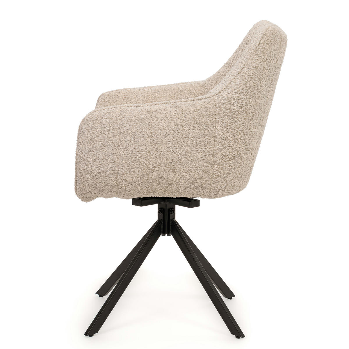 STUHL PIANO drehbar gepolsterter mit Steppung - cream - Boucle - Creme/Schwarz, Textil/Metall (59/88/61cm) - NEW HOME