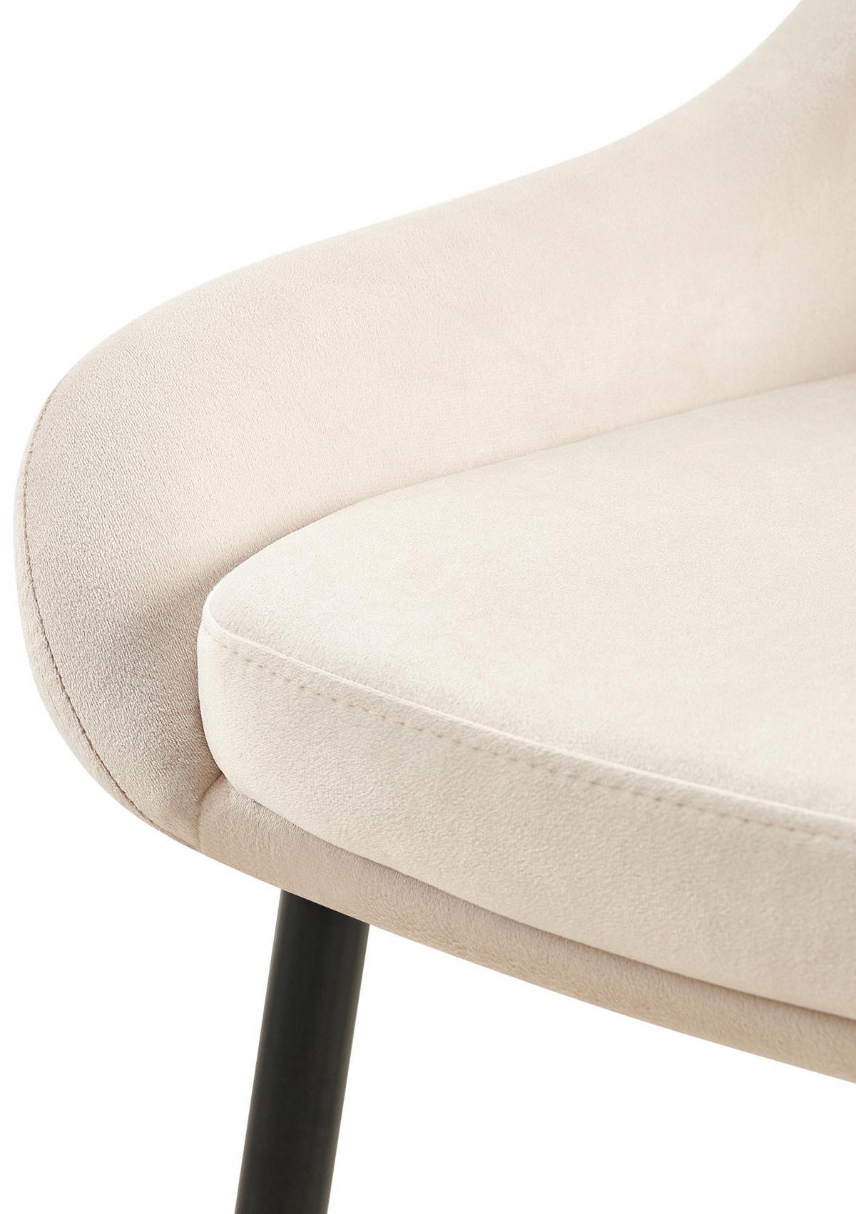 STUHL Samt Creme - Creme/Schwarz, Textil (50/86/53cm) - CLP