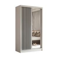 SCHWEBETÜRENSCHRANK Erika 120 cm mit Lamellen und Spiegel 2-türig, weiß, weiß, Lamelle schwarz - Schwarz/Weiß, Kunststoff (120/216/51cm) - Margaret Hadas24