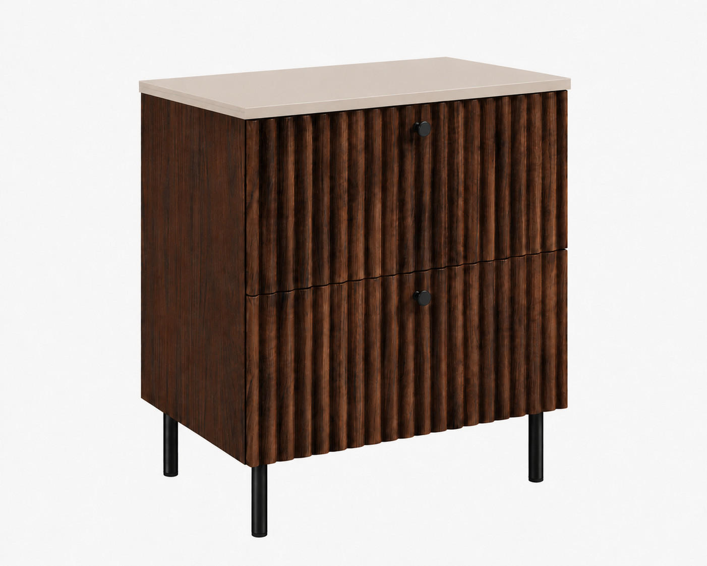 BADEZIMMERSCHRANK: Nusseiche / Platte Kaschmir / Griffe Schwarz / Beine Schwarz, 60 x 44,4 x 73,6 cm - Eichefarben/Schwarz, Holzwerkstoff (60/73.6/44.4cm) - 3XE LIVING