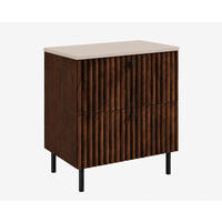 BADEZIMMERSCHRANK: Nusseiche / Platte Kaschmir / Griffe Schwarz / Beine Schwarz, 60 x 44,4 x 73,6 cm - Eichefarben/Schwarz, Holzwerkstoff (60/73.6/44.4cm) - 3XE LIVING