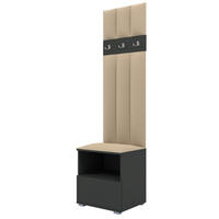 GEPOLSTERT Garderoben-Set Nela IV LUX (Farbe Graphit + Stoff Trinity 04) - Beige/Silberfarben, Holz/Holzwerkstoff (50/187/40cm) - Ravio