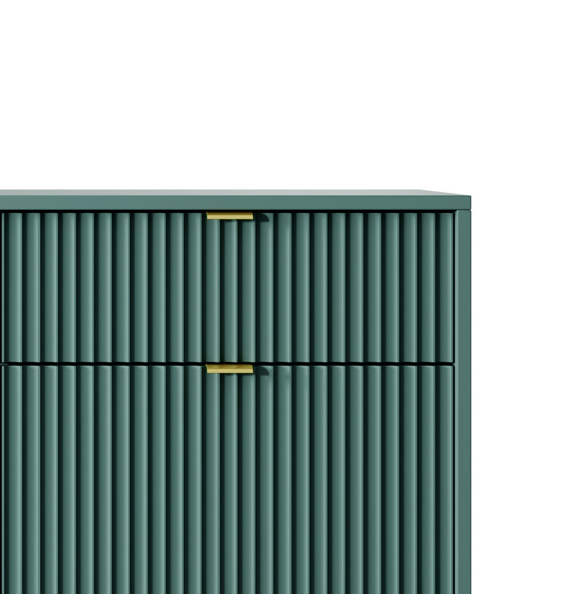 KOMMODE NOVA, Geriffelte Front, 2-Türen, 2-Schubladen 104x39x83 cm, Labrador - Türkis/Goldfarben, Holzwerkstoff/Kunststoff (104/83/39cm) - DomoHome