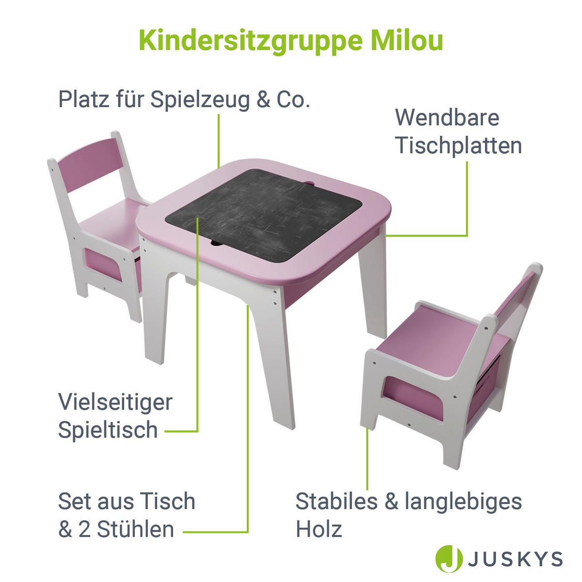 KINDERSITZGRUPPE Milou rosa - Rosa, Holz (60/50/60cm) - Juskys