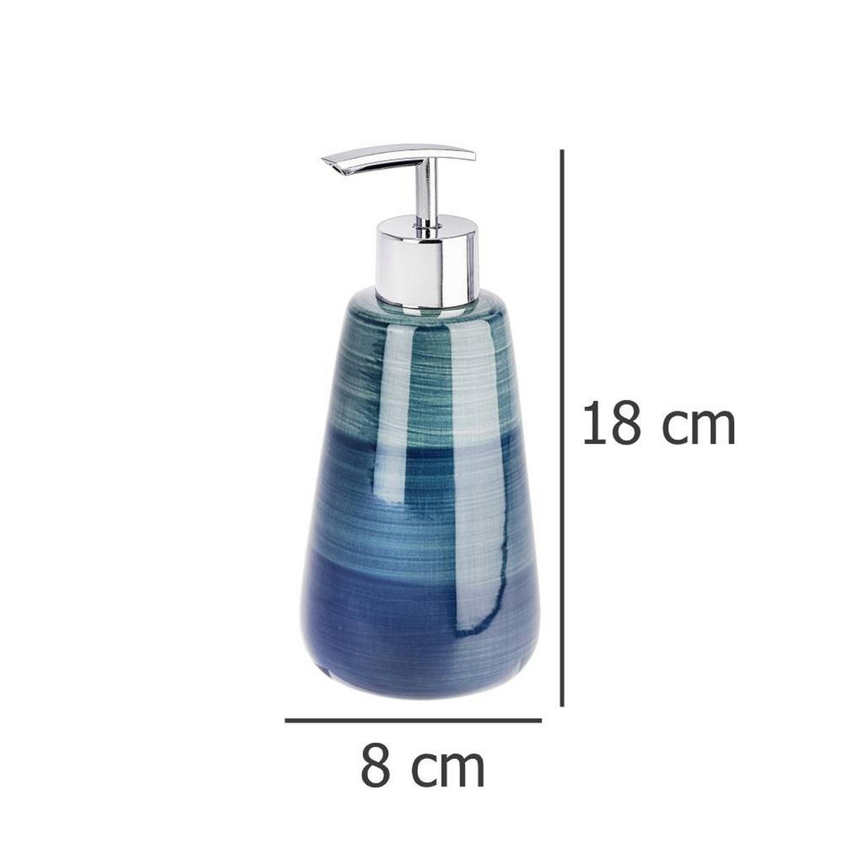 SPENDER für Flüssigseife Pottery Petrol 8/8/18 cm - Blau, Keramik (8/18/8cm) - Wenko