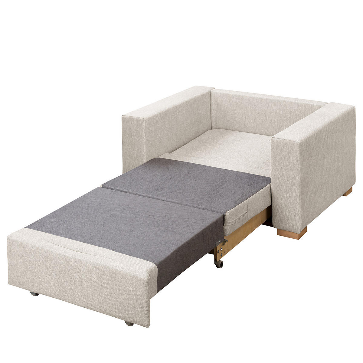 SCHLAFSESSEL - Buchefarben/Silberfarben, Buchenholz/Textil (110/90/90cm) - home24