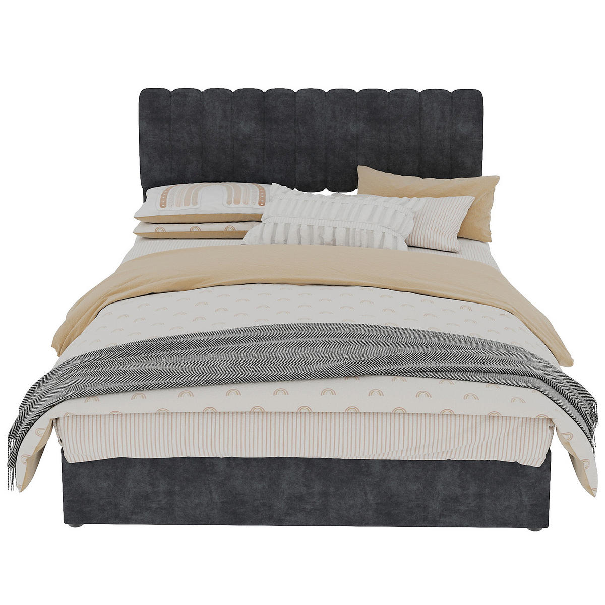 POLSTERBETT 140x200 cm Stauraum hydraulisch grau - Grau, Textil (140/200cm) - LEBENLANG