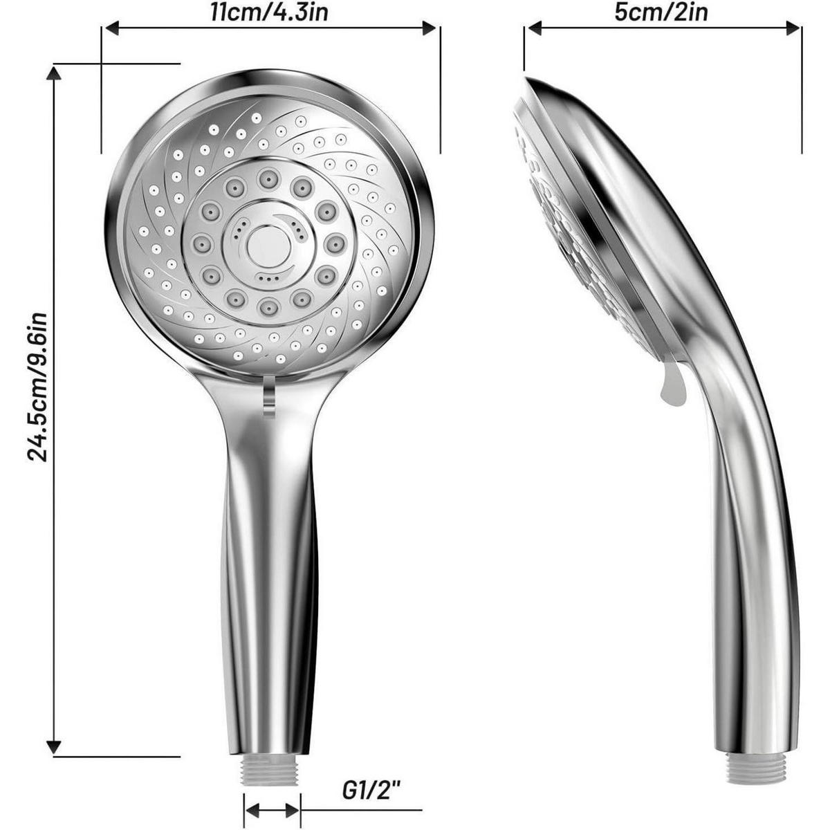 HANDBRAUSE Regendusche 6 Strahlarten Chrom - Silberfarben, Kunststoff (11/12.7/24.5cm)