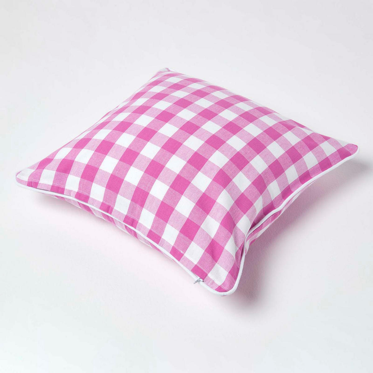 KISSENHÜLLE Karo-Muster 45/45 cm, 100% Baumwolle - Rosa, Textil (45/45cm) - Homescapes