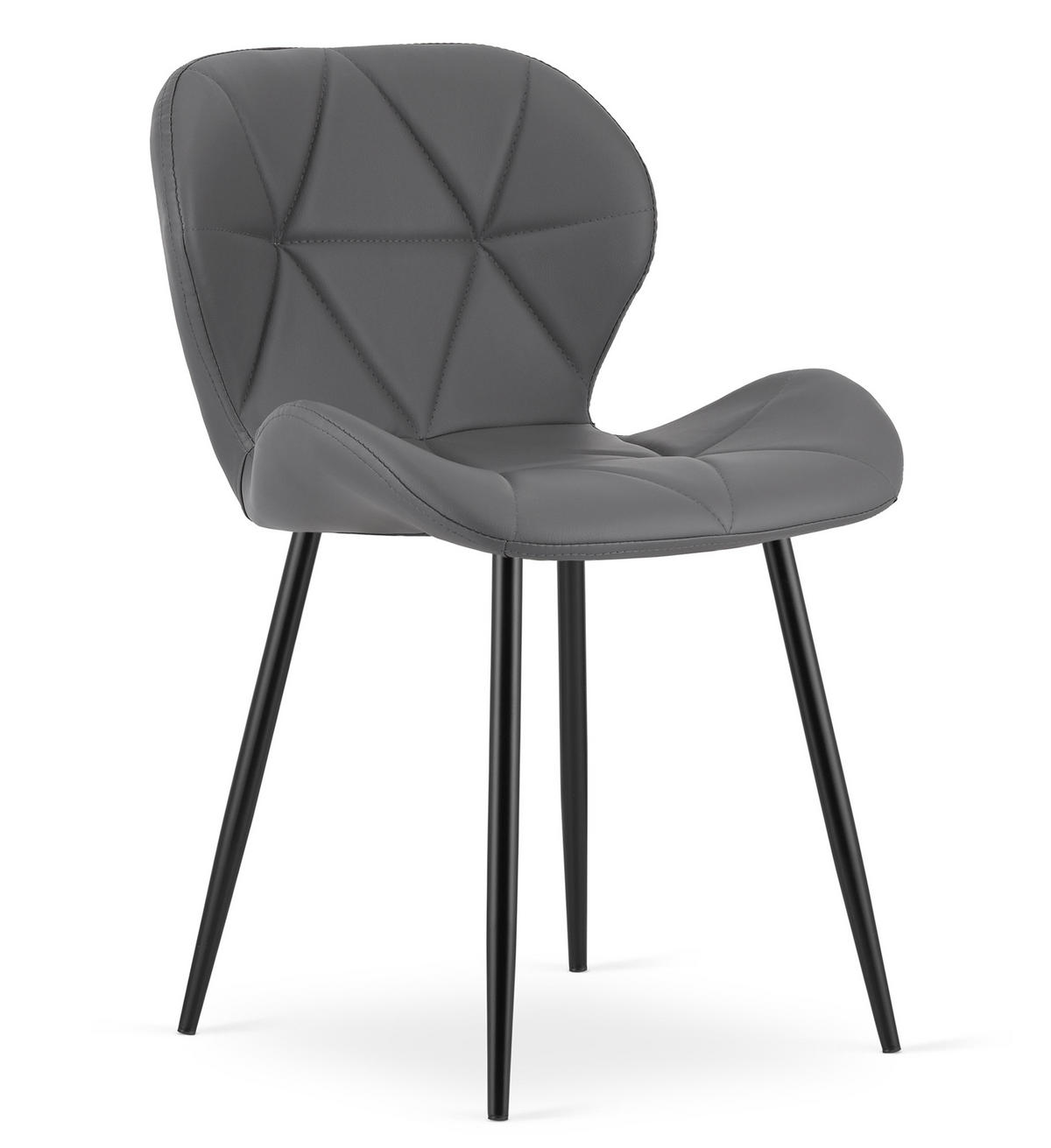 STUHL Grau 46x53 cm MANGO Öko-Leder 4 Stück - Grau, Kunststoff (46/49/53cm)