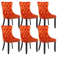 ESSZIMMERSTÜHLE 6er-Set Samt Orange mit Massivholzbeinen - Orange, Textil (50/95.2/62cm)