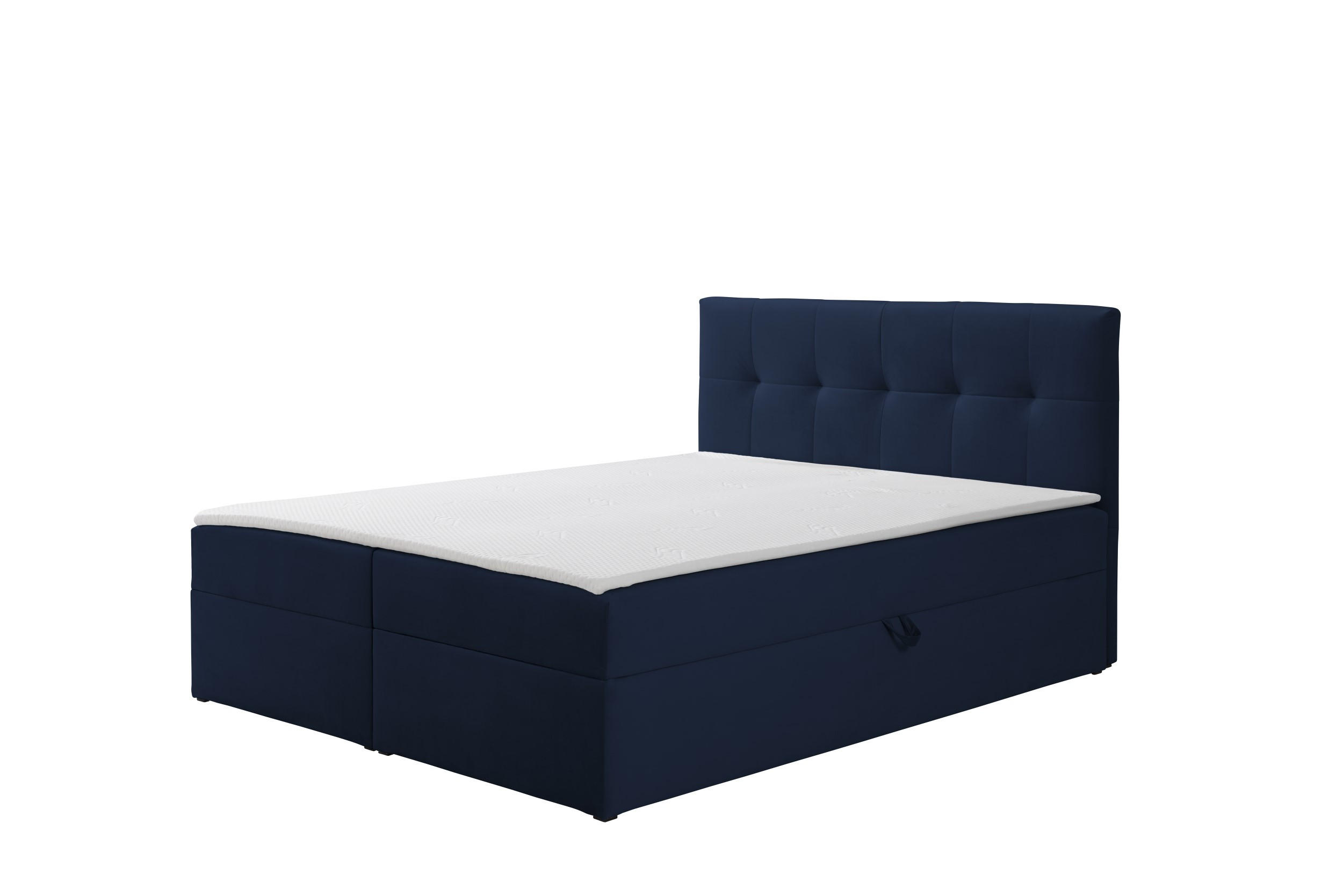 BOXBETT Toronto 160x200 Bonell-Matratze H3 und Topper - Silberfarben/Dunkelblau, Holz/Holzwerkstoff (160/200cm) - Ravio