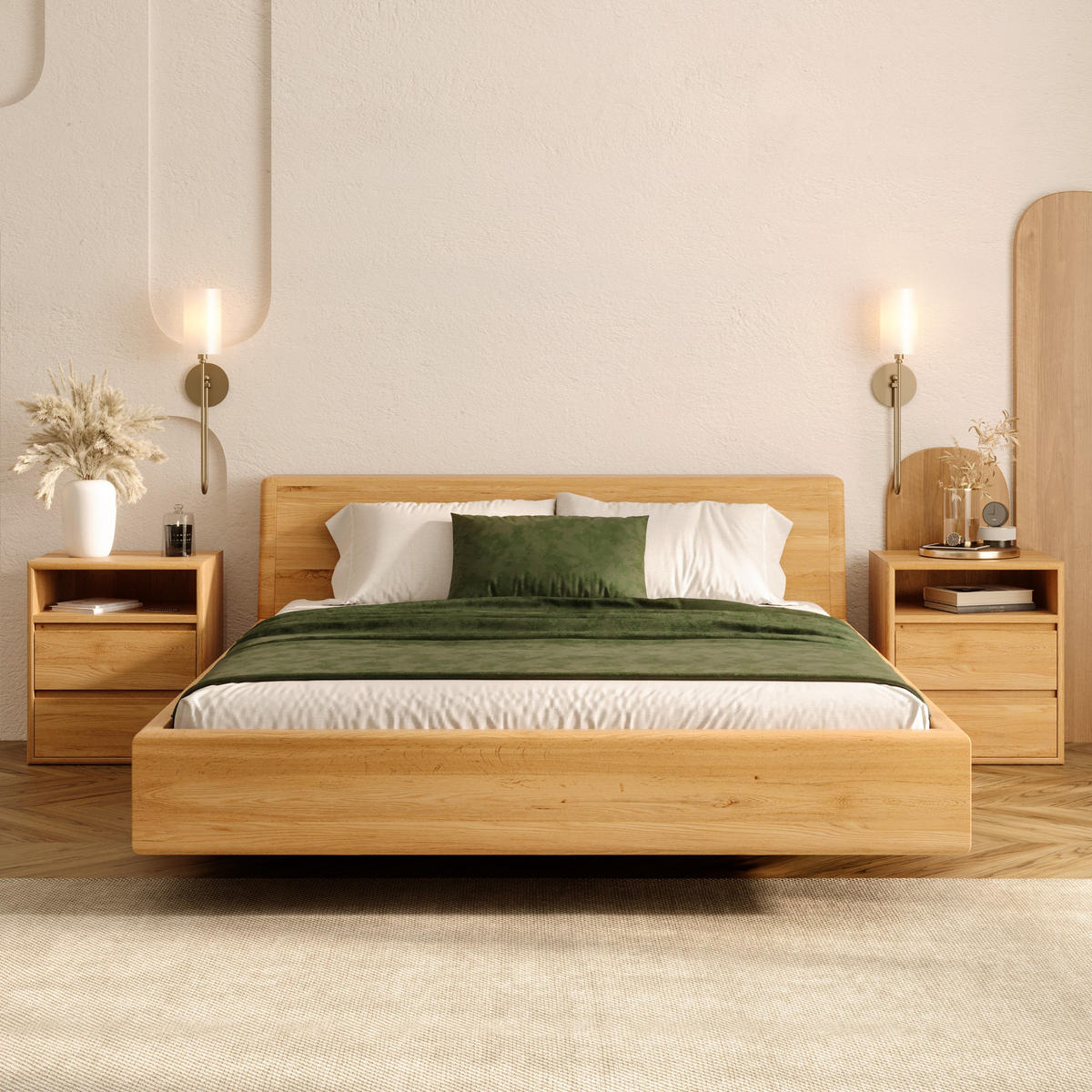 MASSIVHOLZBETT Calma Tilt aus Eiche 200x200 cm - Eichefarben/Braun, Holz (200/200cm) - Danzz