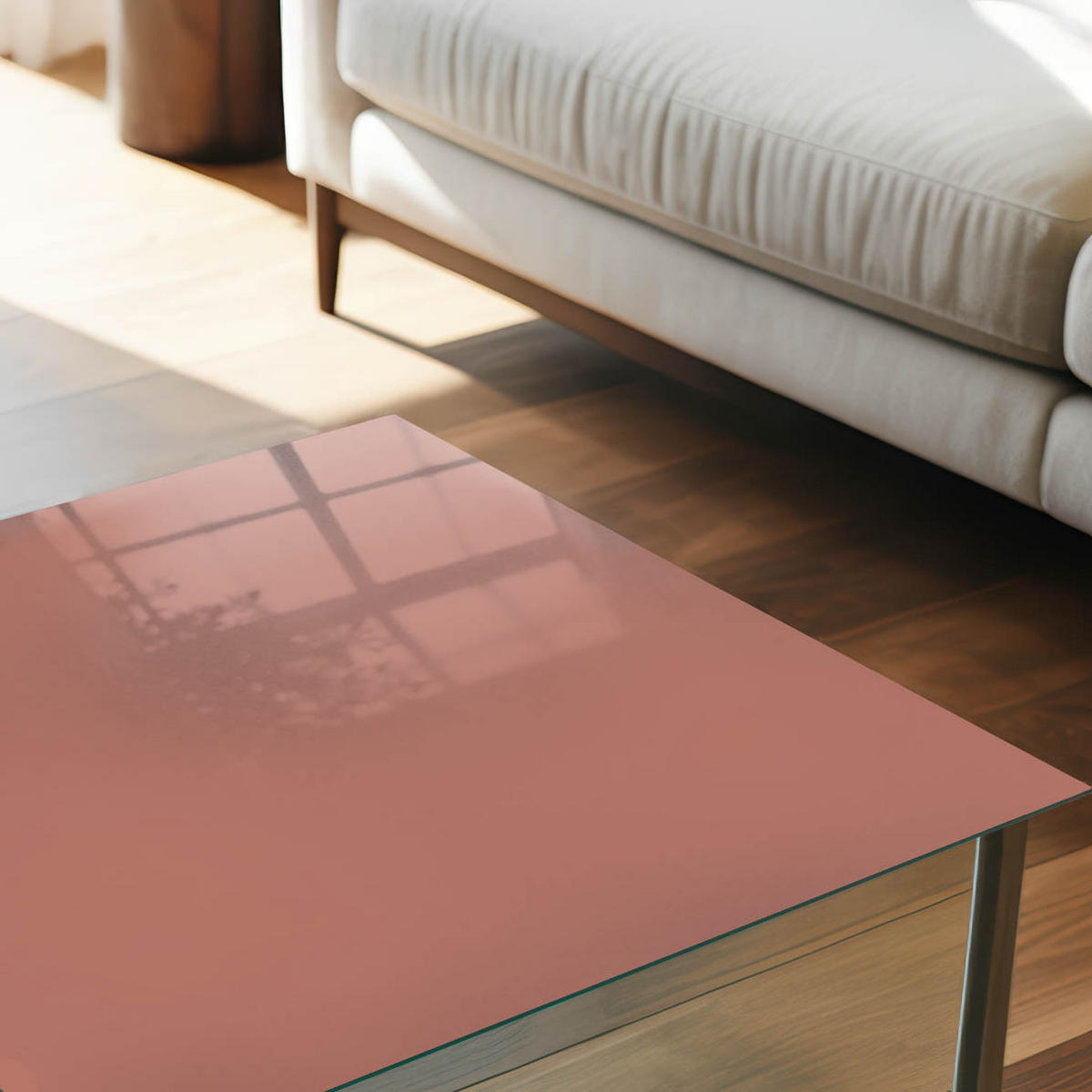 TISCHPLATTE 50x50 cm – Ziegelfarbe - Violett, Glas (50/50/0.4cm) - Wallfluent