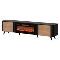 TV-LOWBOARD Volare 200 EF mit Kamin - Nussbaumfarben/Schwarz, Holzwerkstoff/Kunststoff (200/49/39cm) - MIRJAN24