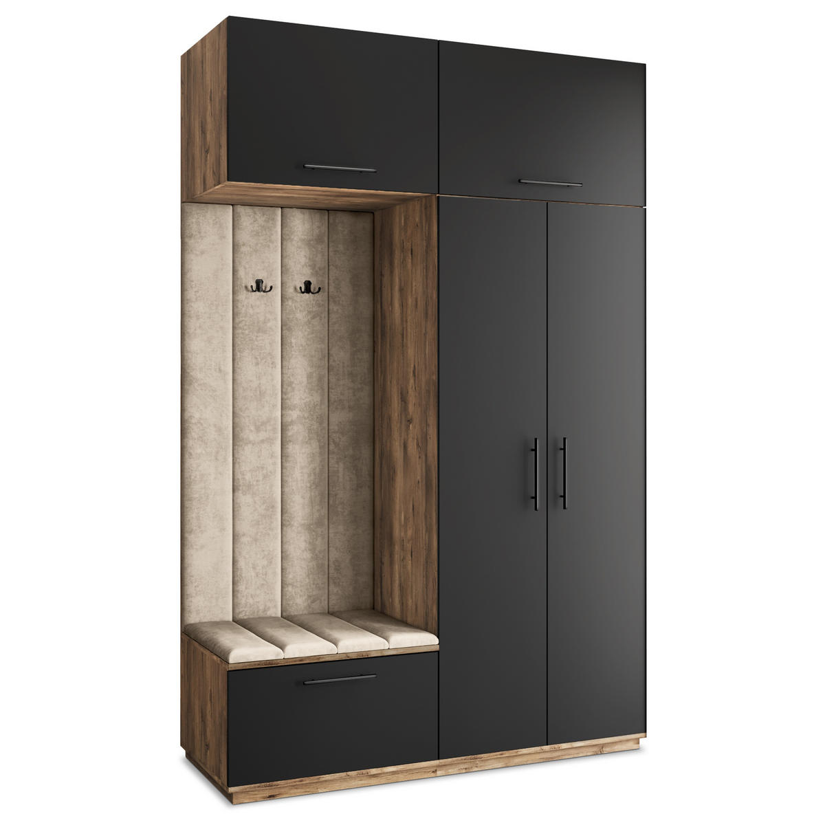 GARDEROBENSCHRANK REMA 150/240/60 cm Modern Eichefarben - Eichefarben/Schwarz, Holzwerkstoff (150/240/60cm) - MASSENO